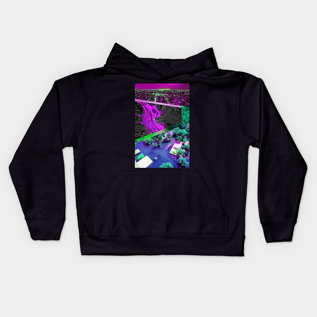 waterbreak collage of the wetland city ecopop architectural art Kids Hoodie by jorge_lebeau